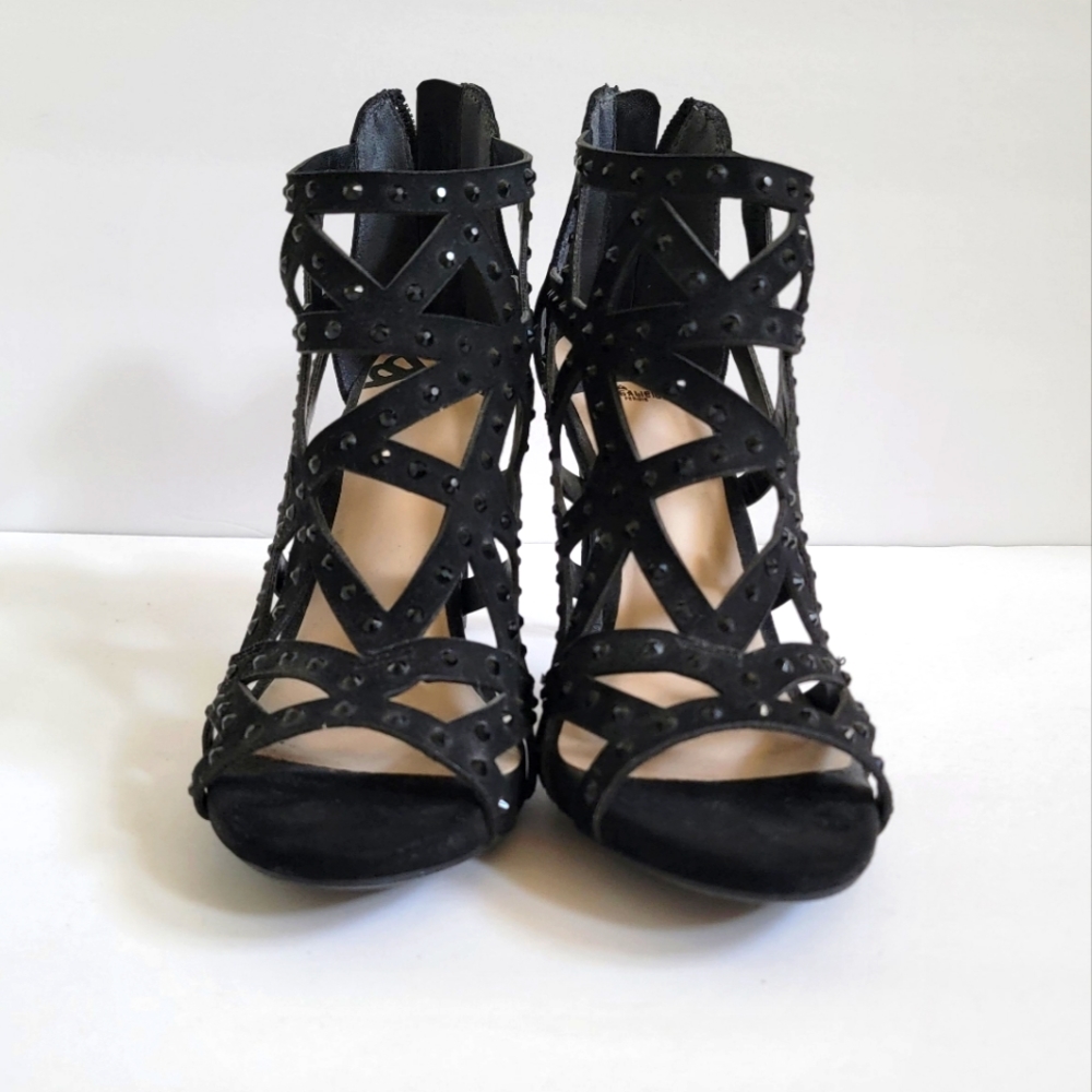 Black Fergalicious cage heels